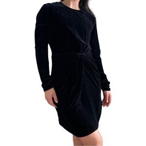 Rouge Paris Black Velvet Metallic Accented Dress Size 38